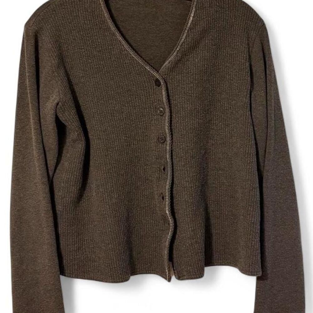 Y2K 100% cotton Victoria's Secret gray ribbed knit cardigan
